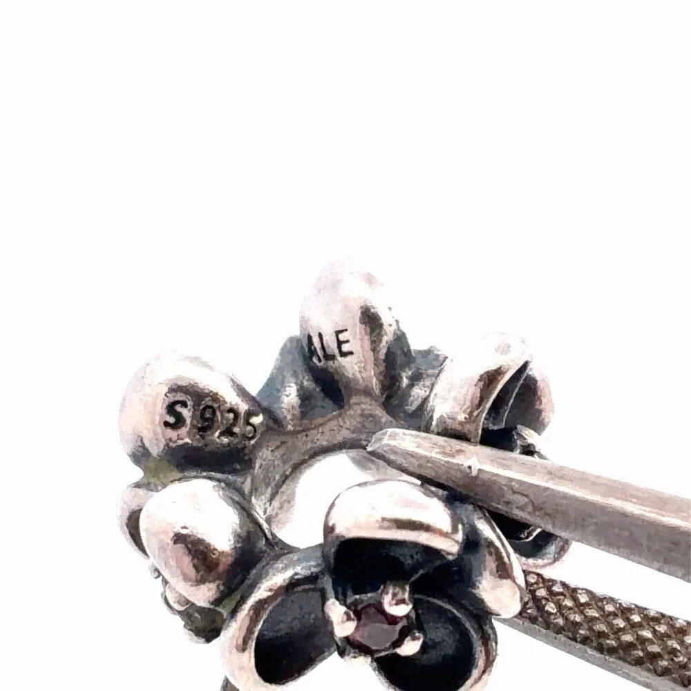 Authentic PANDORA 925 Sterling Silver Pink Cubic Zirconia Slide Bracelet Charm